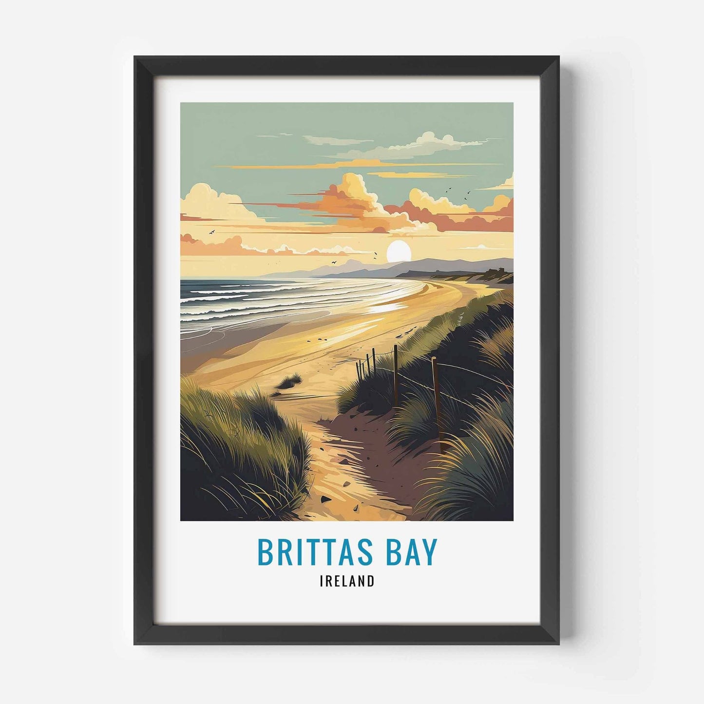 Brittas Bay Print black frame