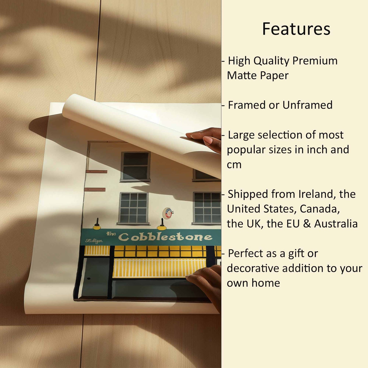 Cobblestone Pub Print Features
