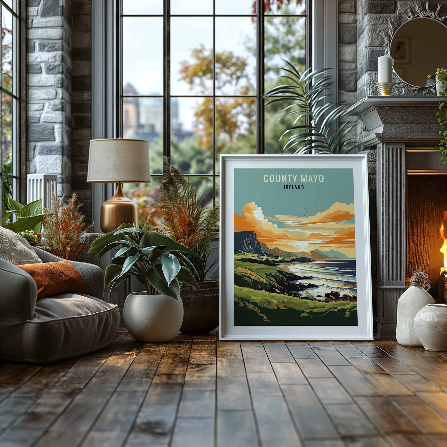 County Mayo Print white frame