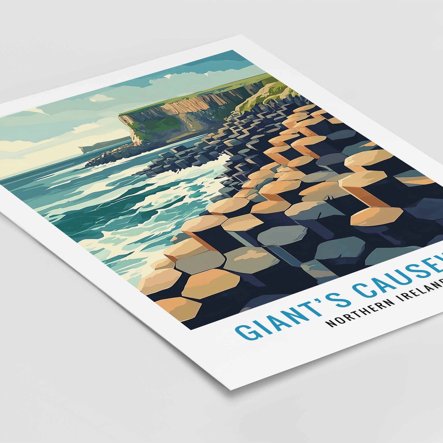 Poster of Giant's Causeway with ocean and cliffs