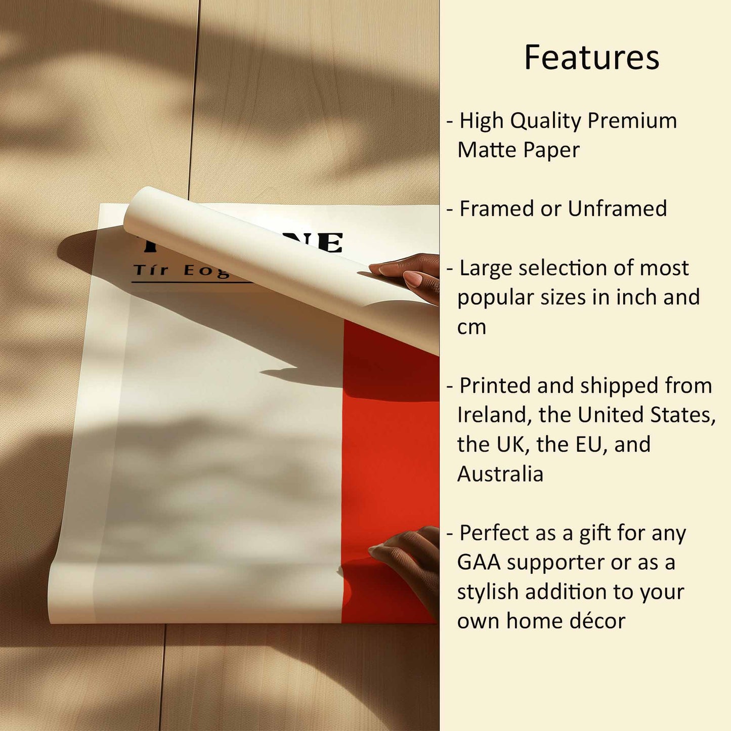 Tyrone Flag Print Features