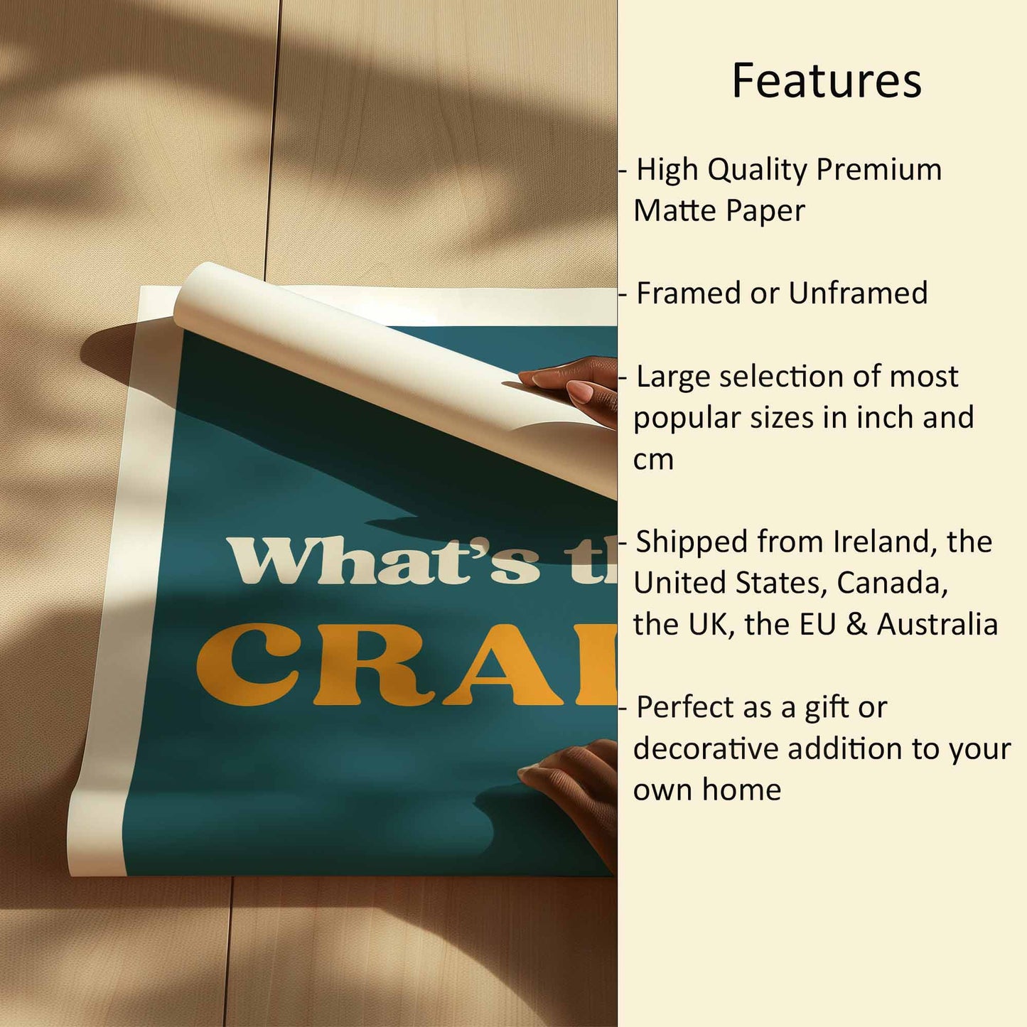 What's the craic print Features