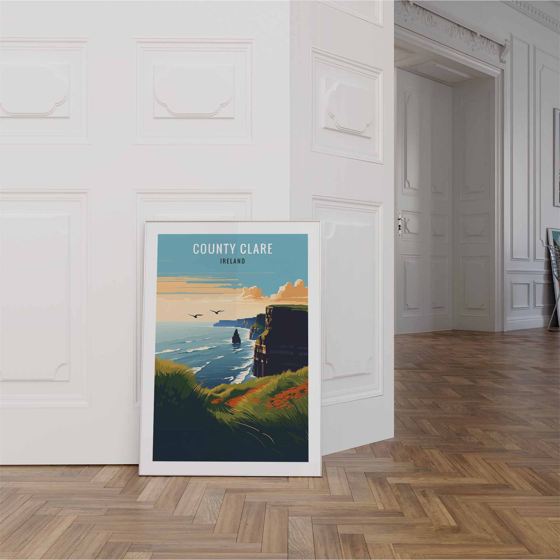 Clare print white frame