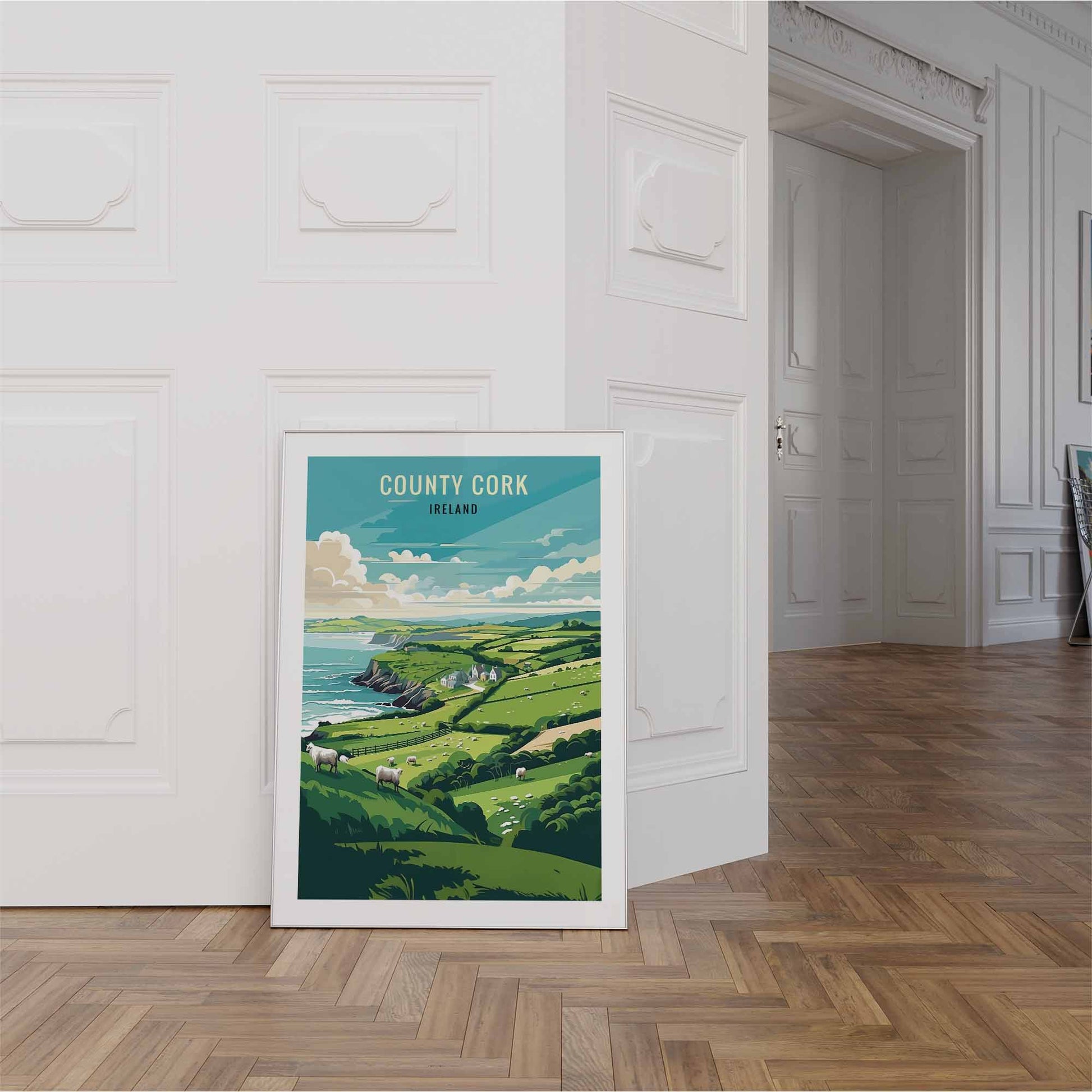 Cork print white frame