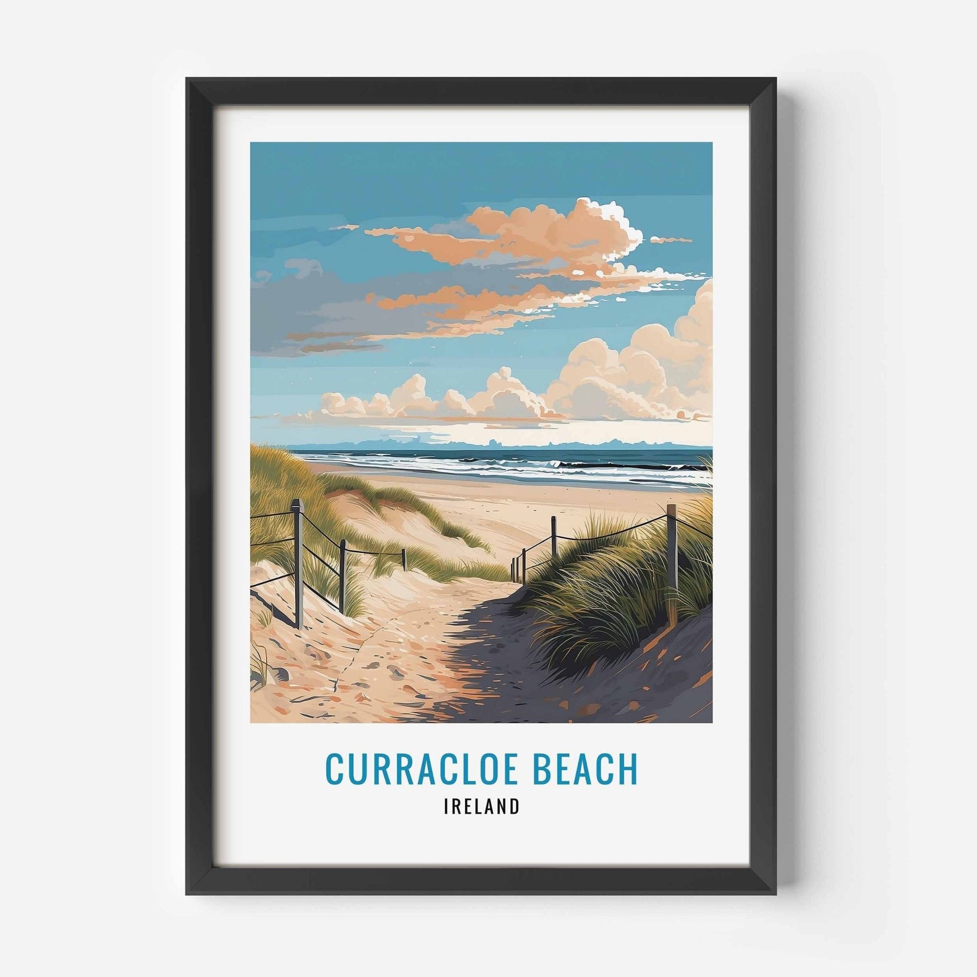 Curracloe Beach Print black frame