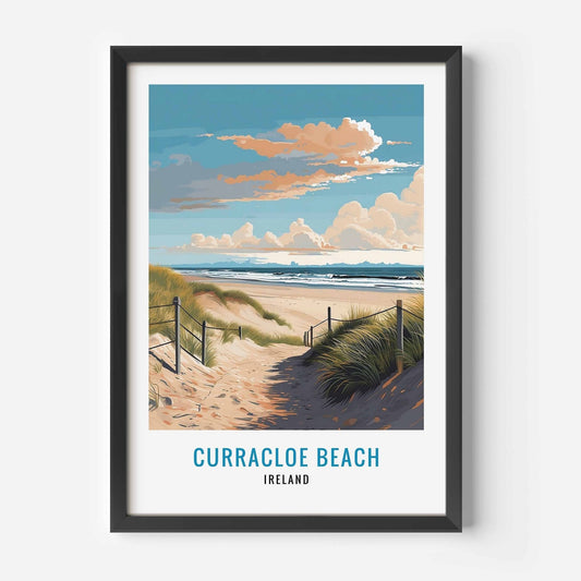 Curracloe Beach Print black frame