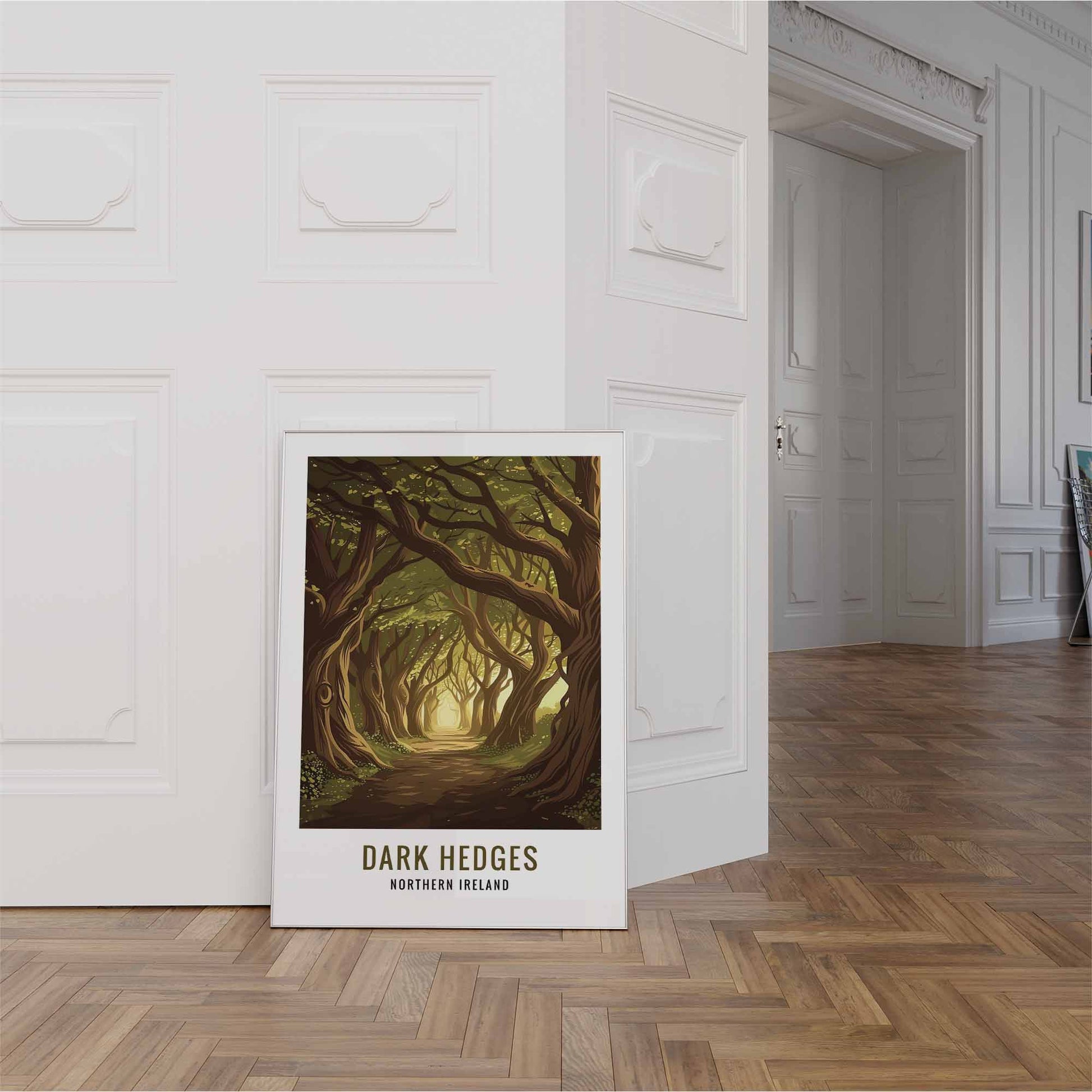 Dark Hedges Print white frame