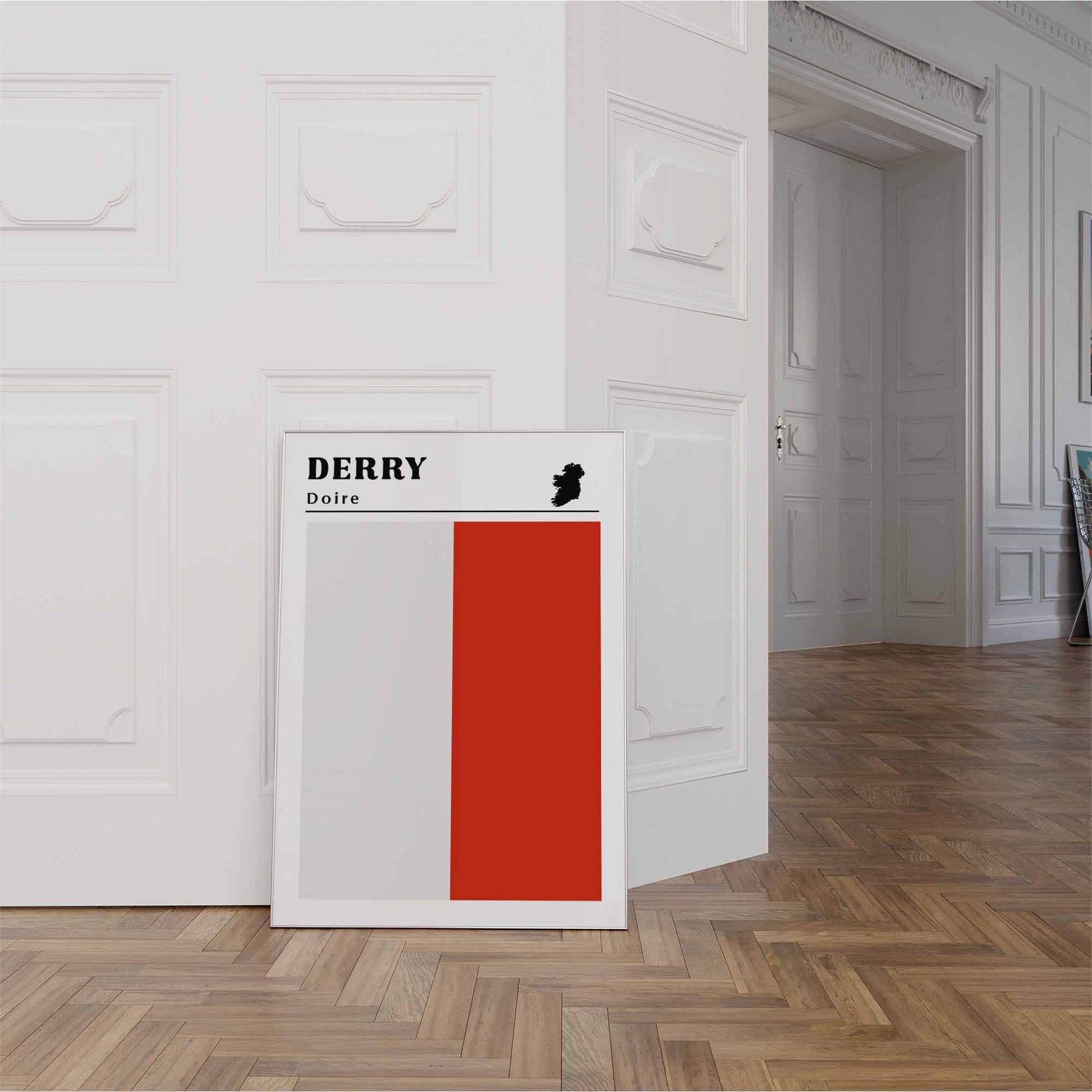 Derry Flag Print white frame