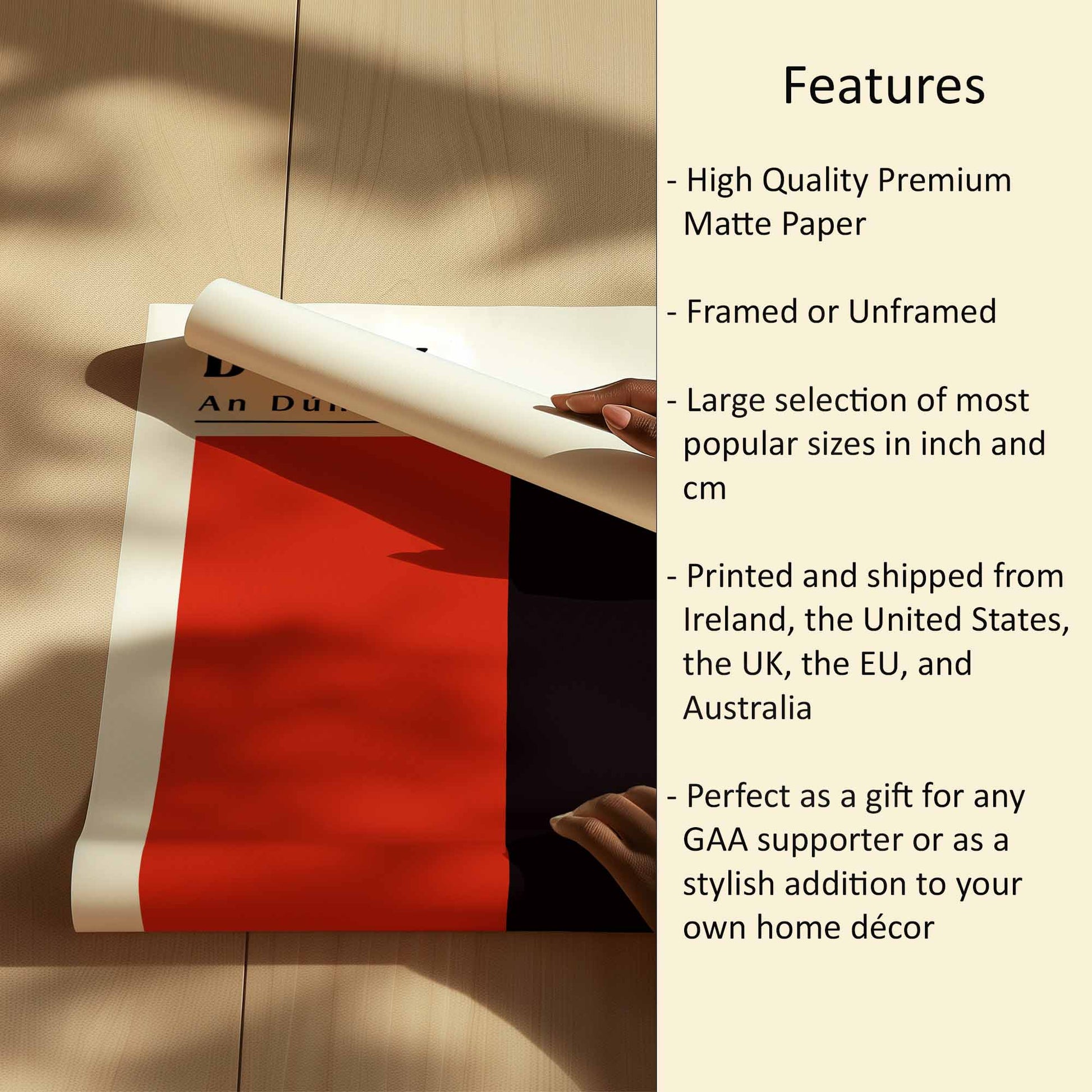 Down Flag Print Features