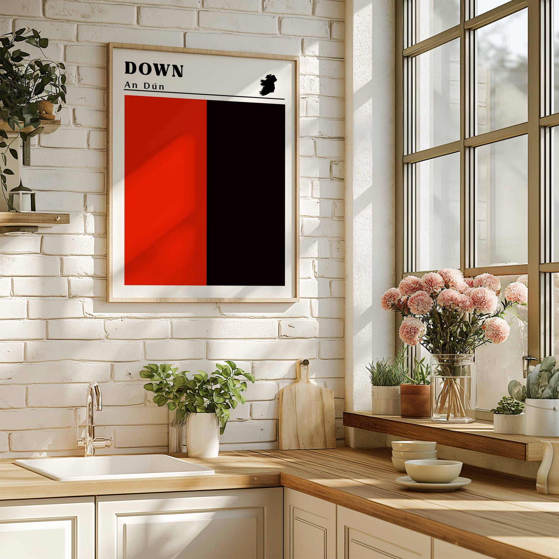 Down Flag Print wooden frame