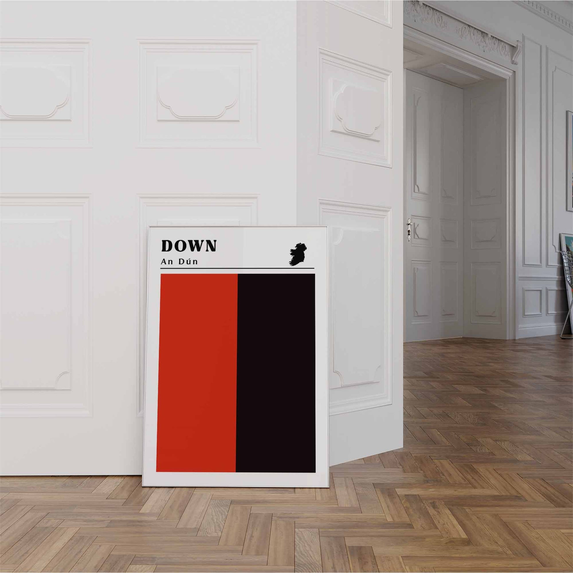 Down Flag Print white frame