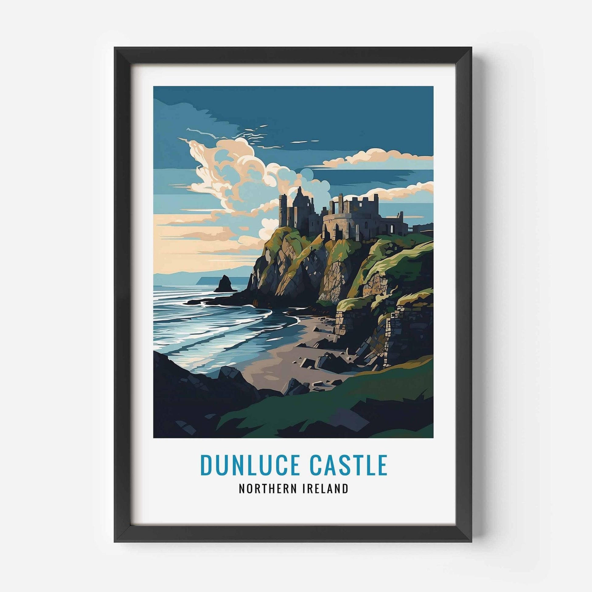 Dunluce Castle print black frame
