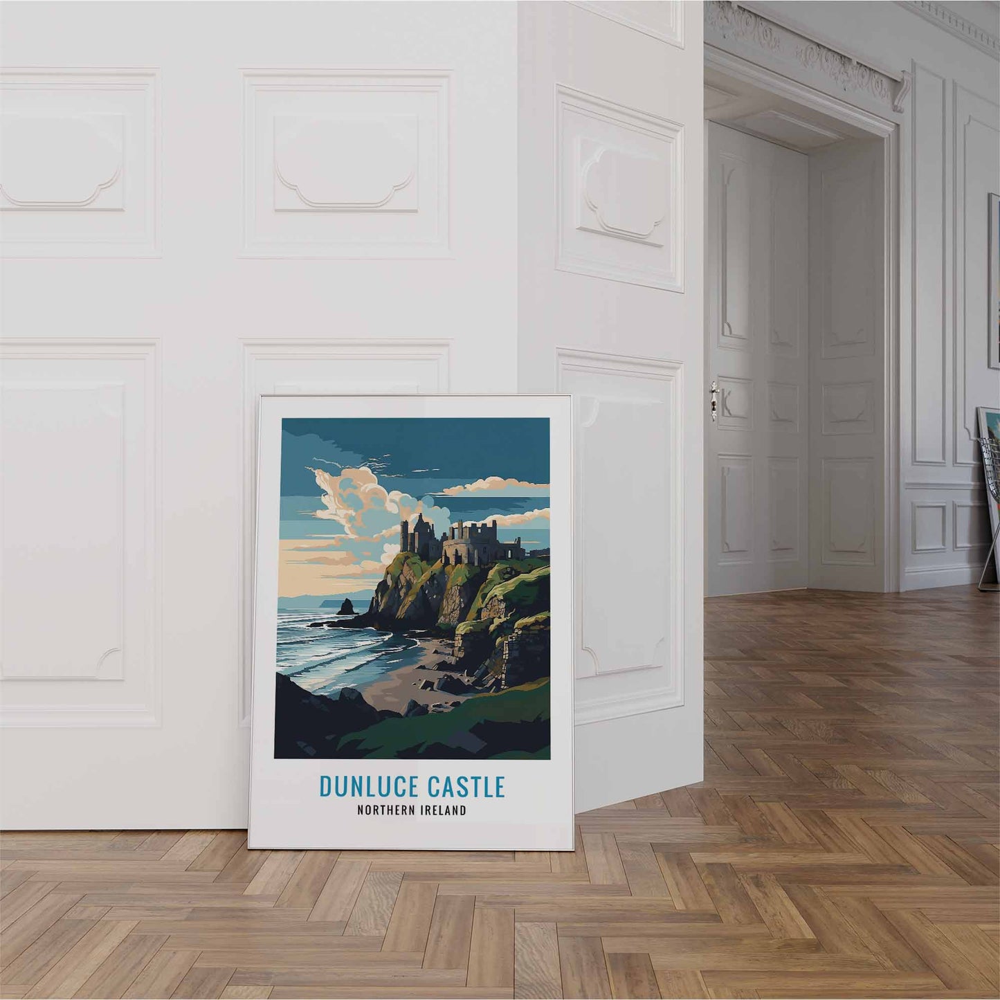 Dunluce Castle print white frame