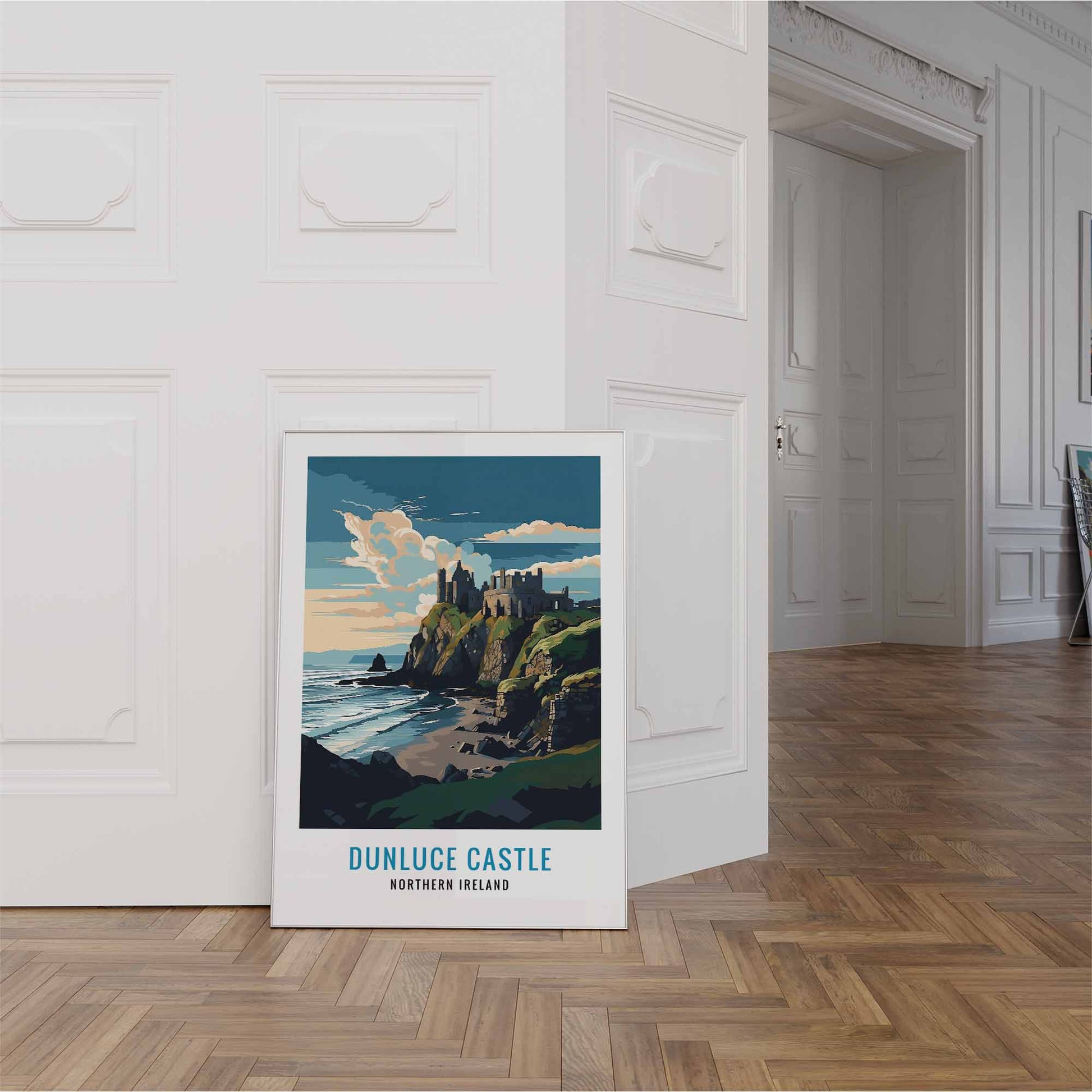 Dunluce Castle print white frame