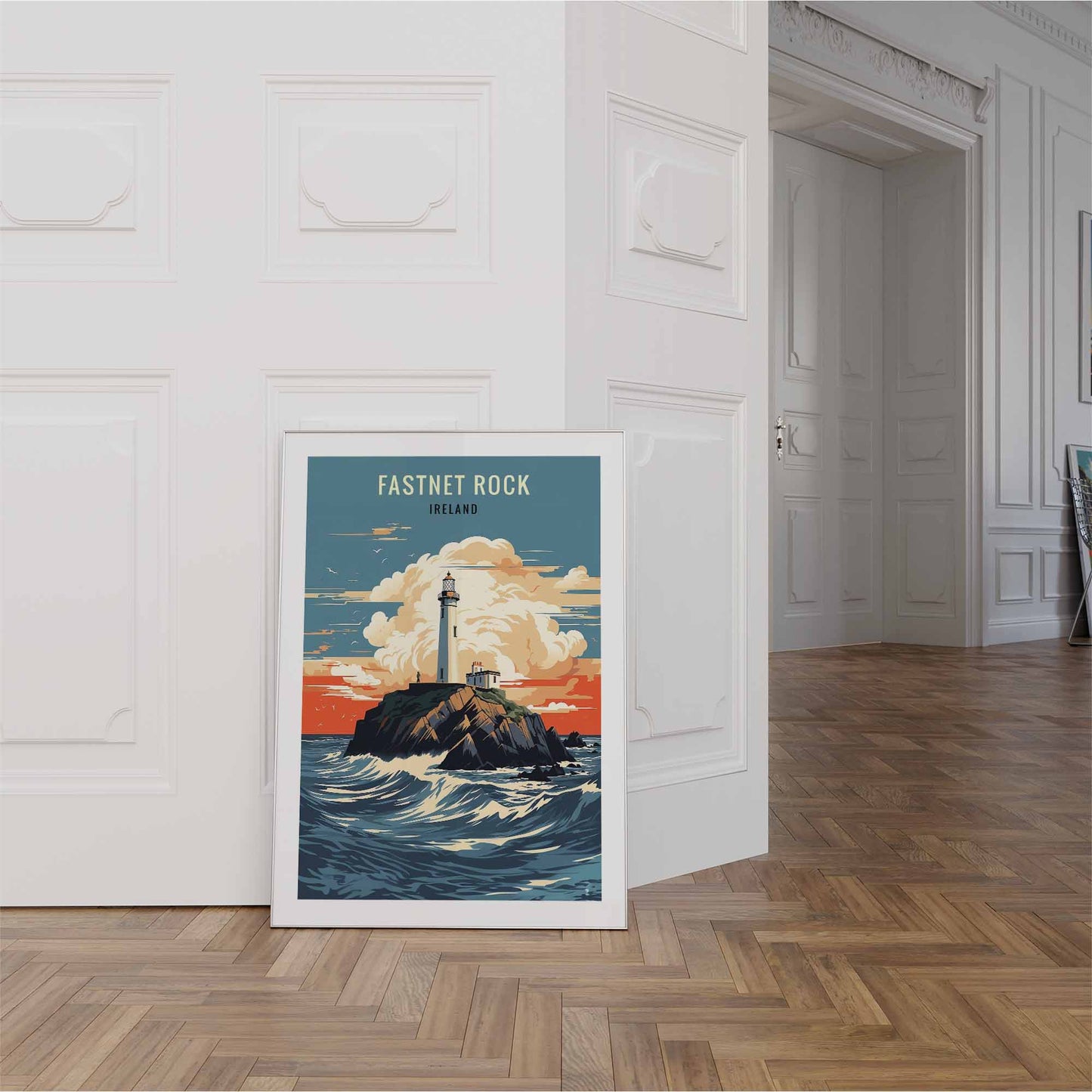 Fastnet Rock Print white frame