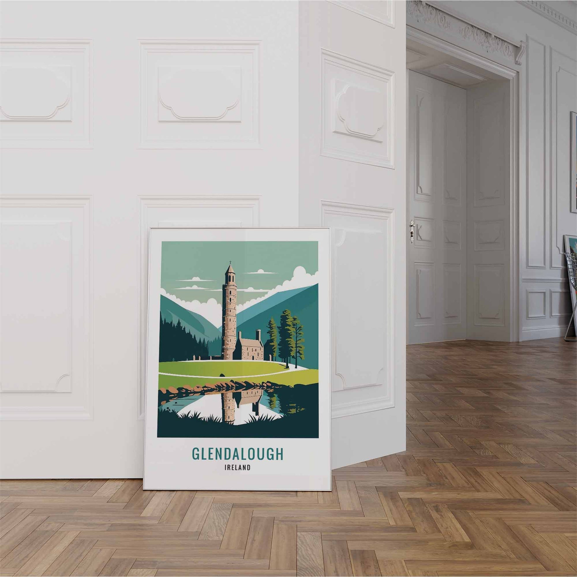 Glendalough print white frame