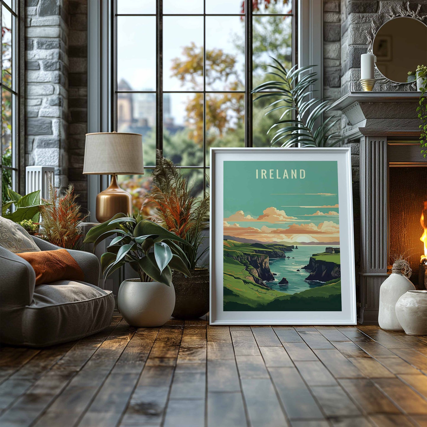 Ireland print white frame