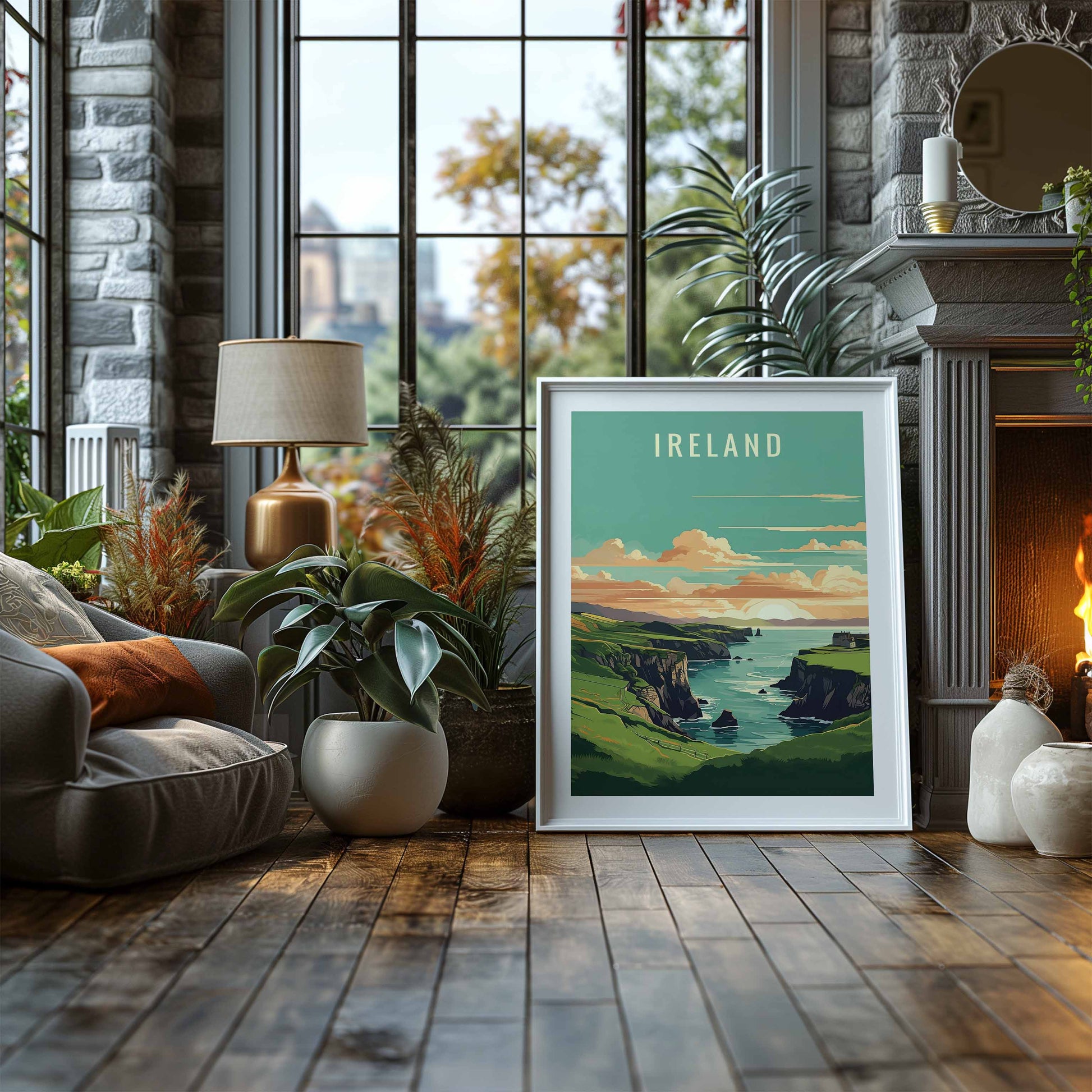 Ireland print white frame