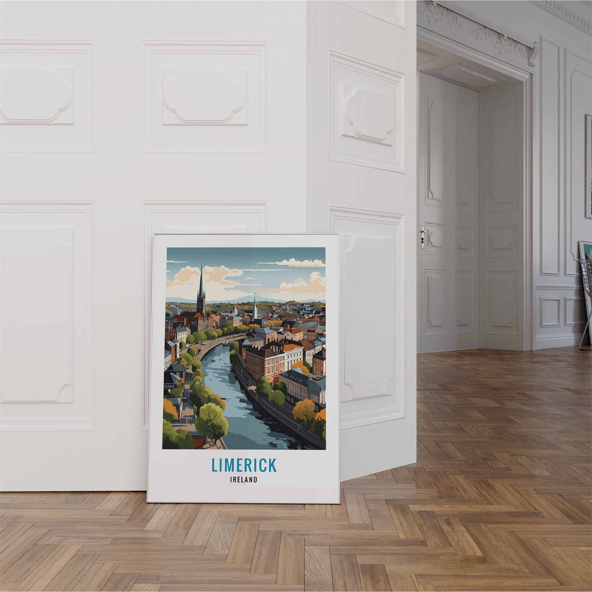 Limerick print white frame