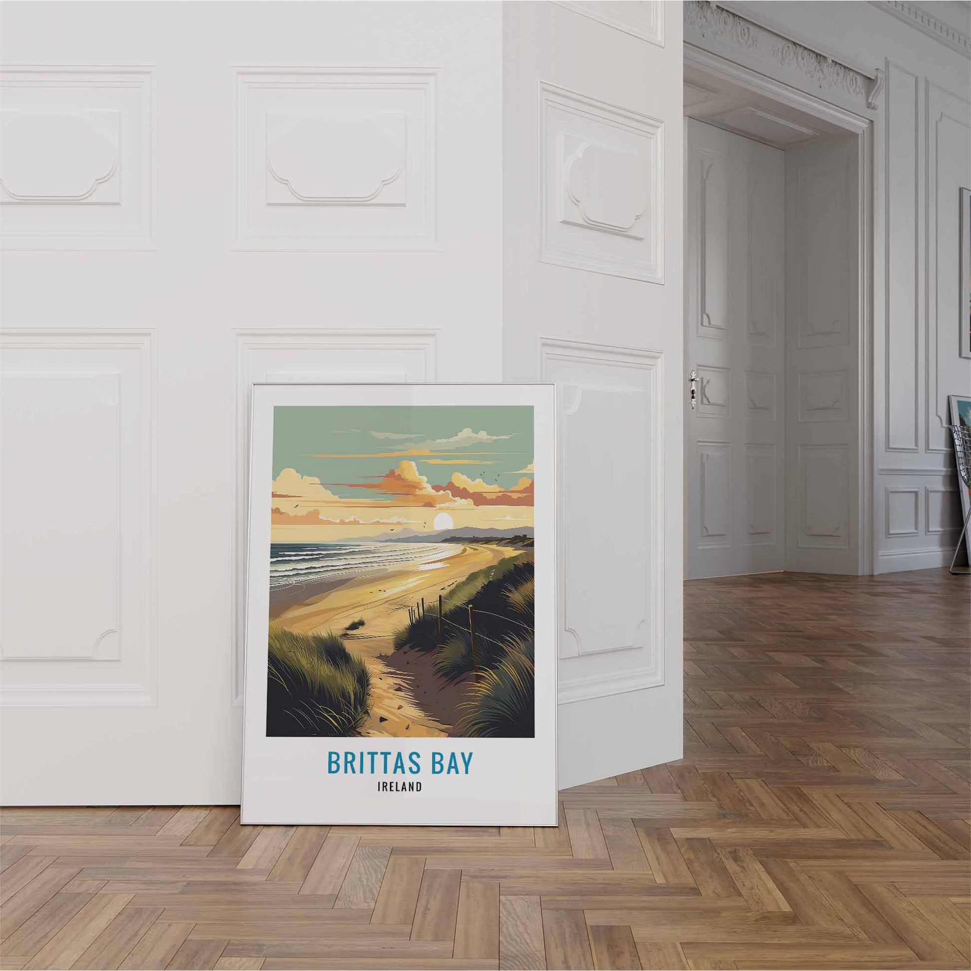 Brittas Bay Print white Frame