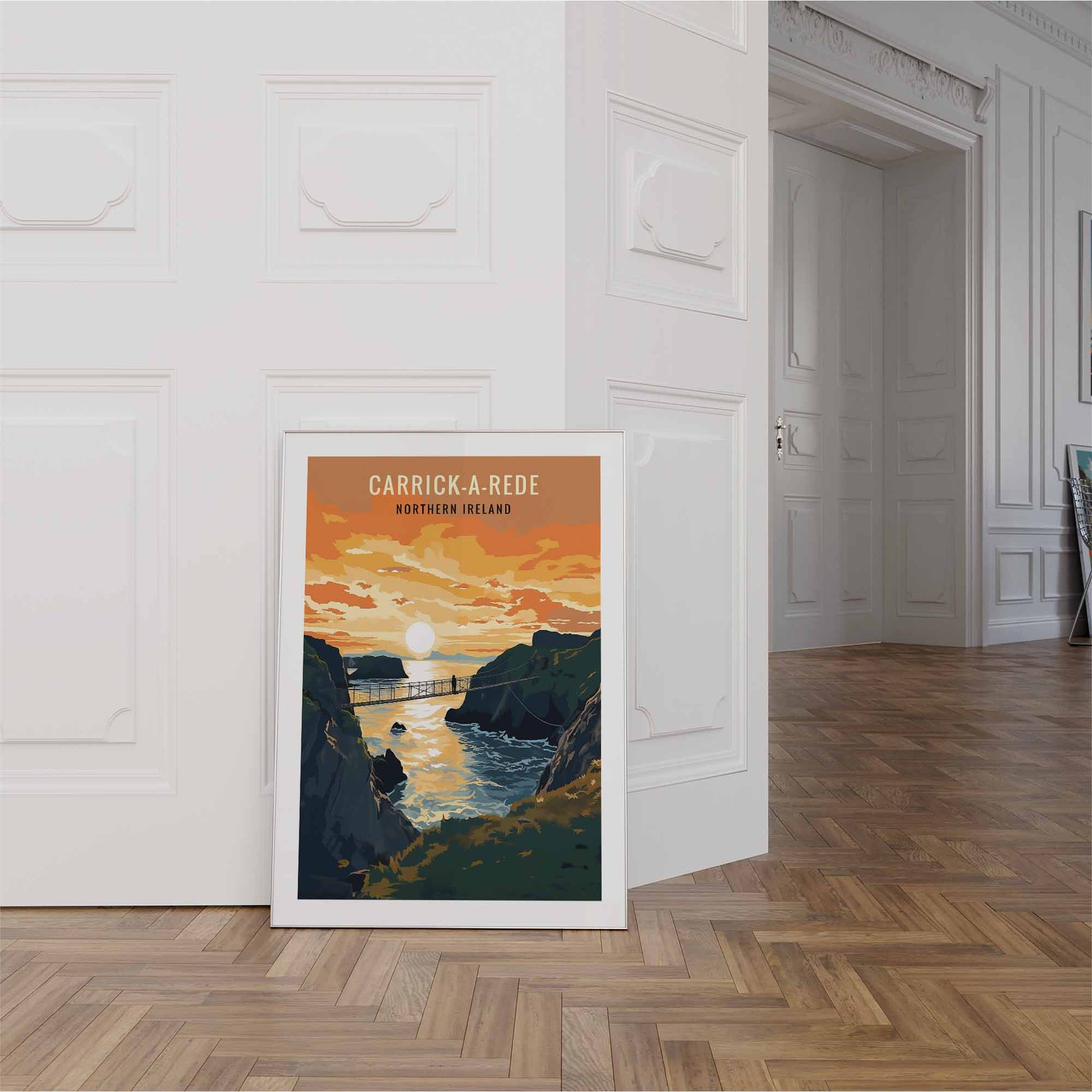 Carrick-a-Rede print white frame