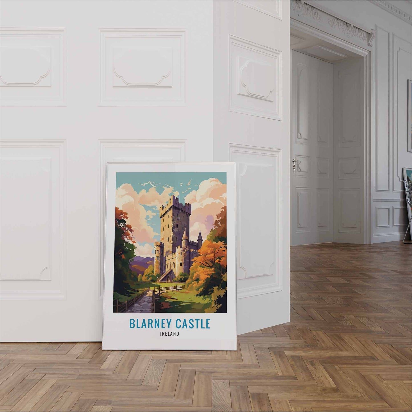 Blarney Castle Print white frame