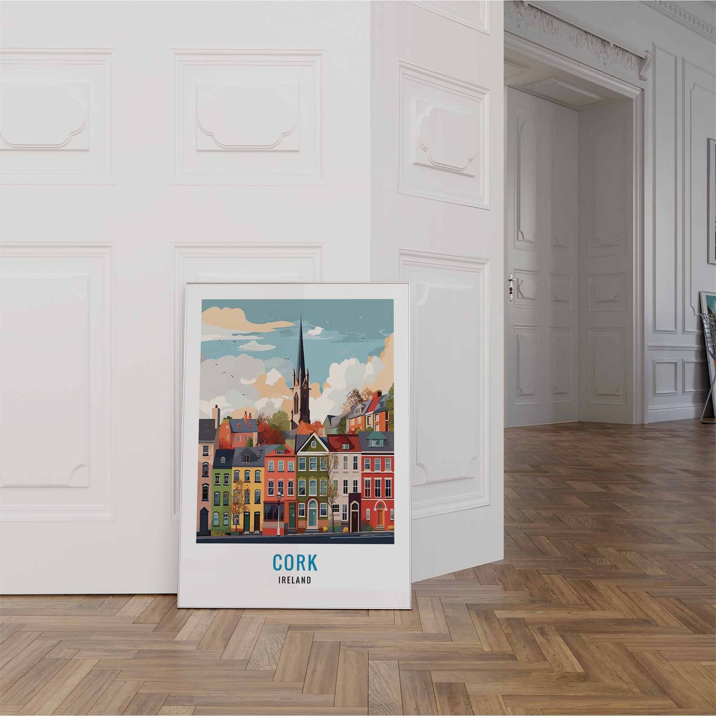 Cork print white frame