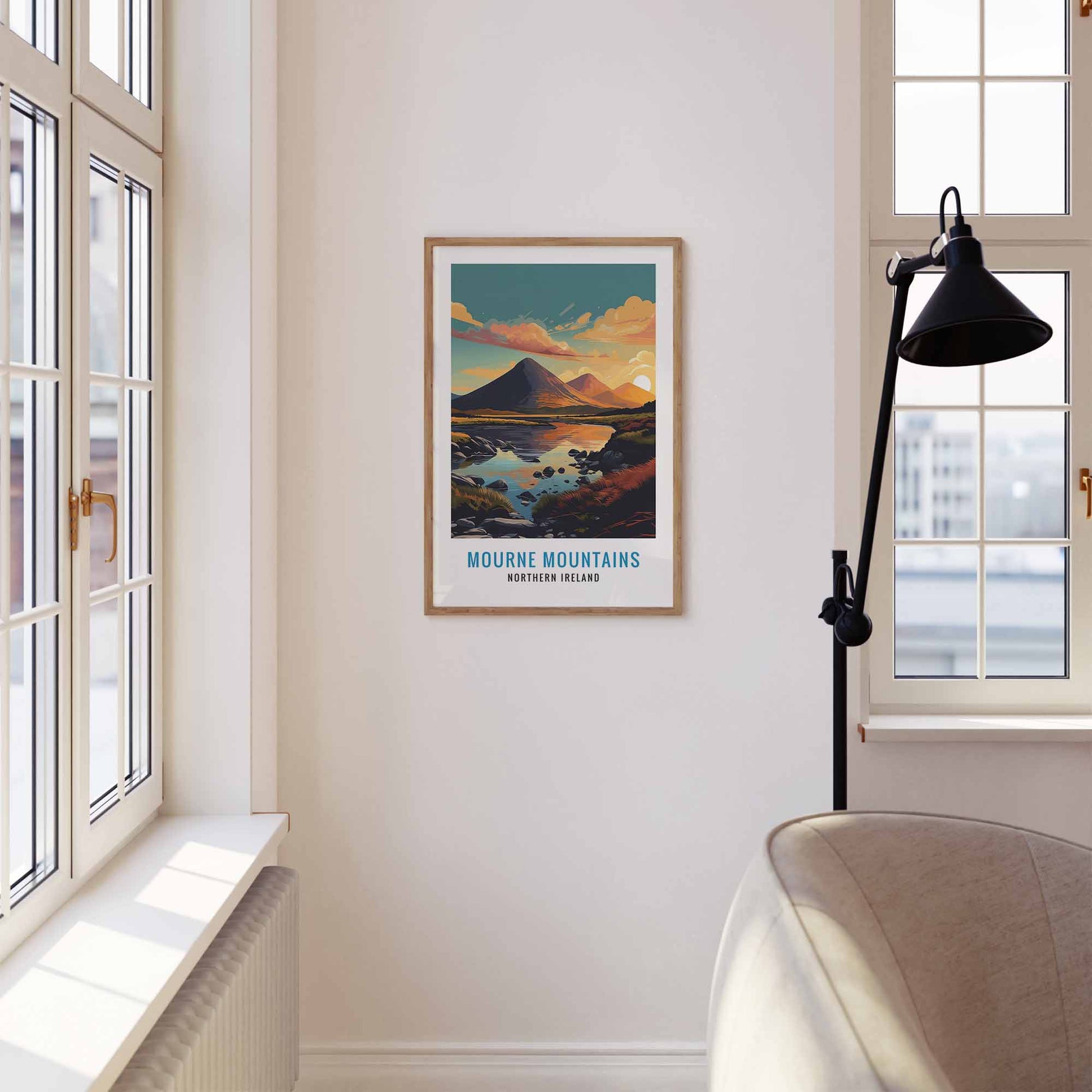 Mourne Mountains print wooden frame