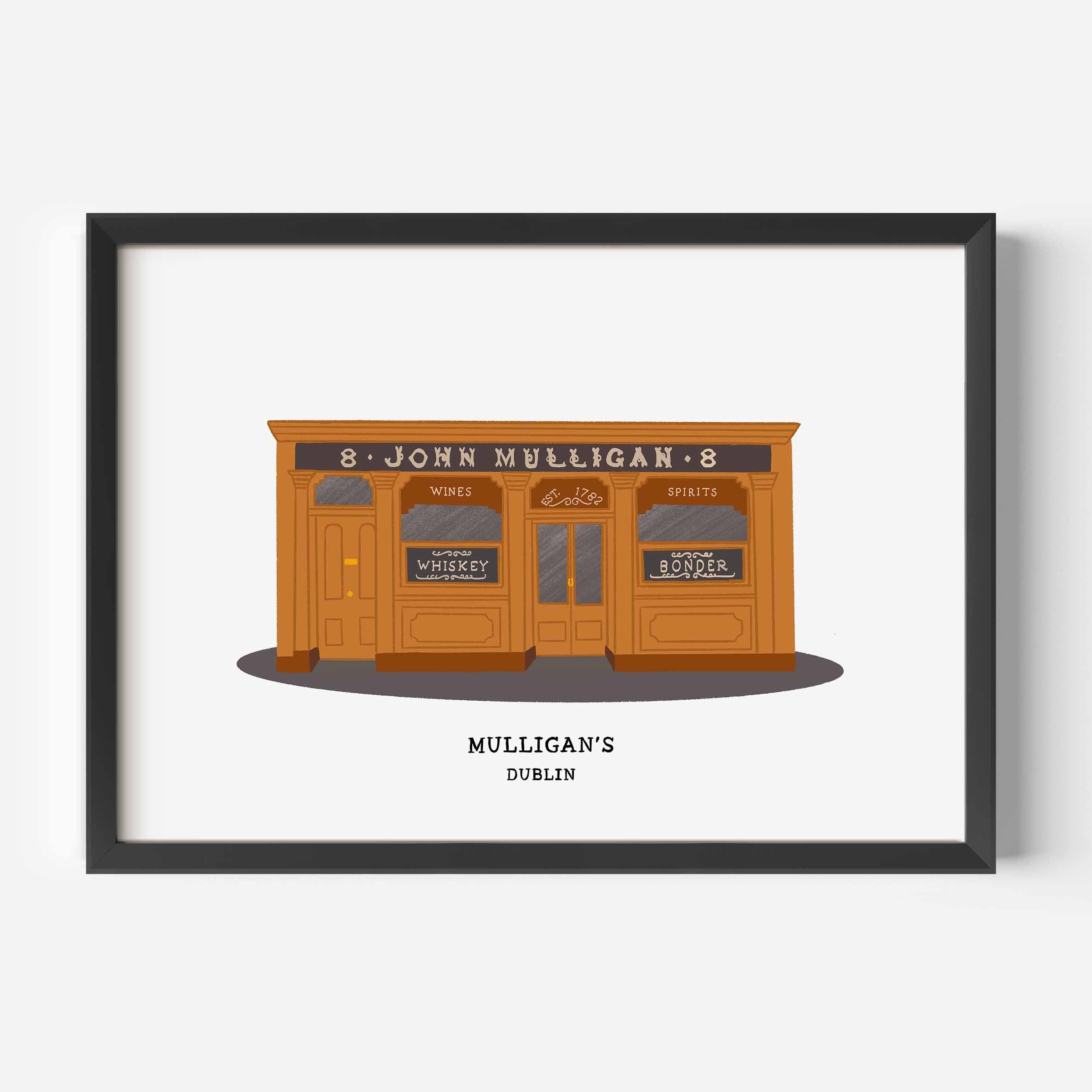 Mulligans Pub Print inspired by the traditional pub on Poolbeg Street