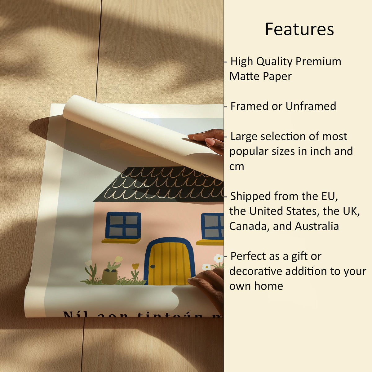 No Place like home print Features