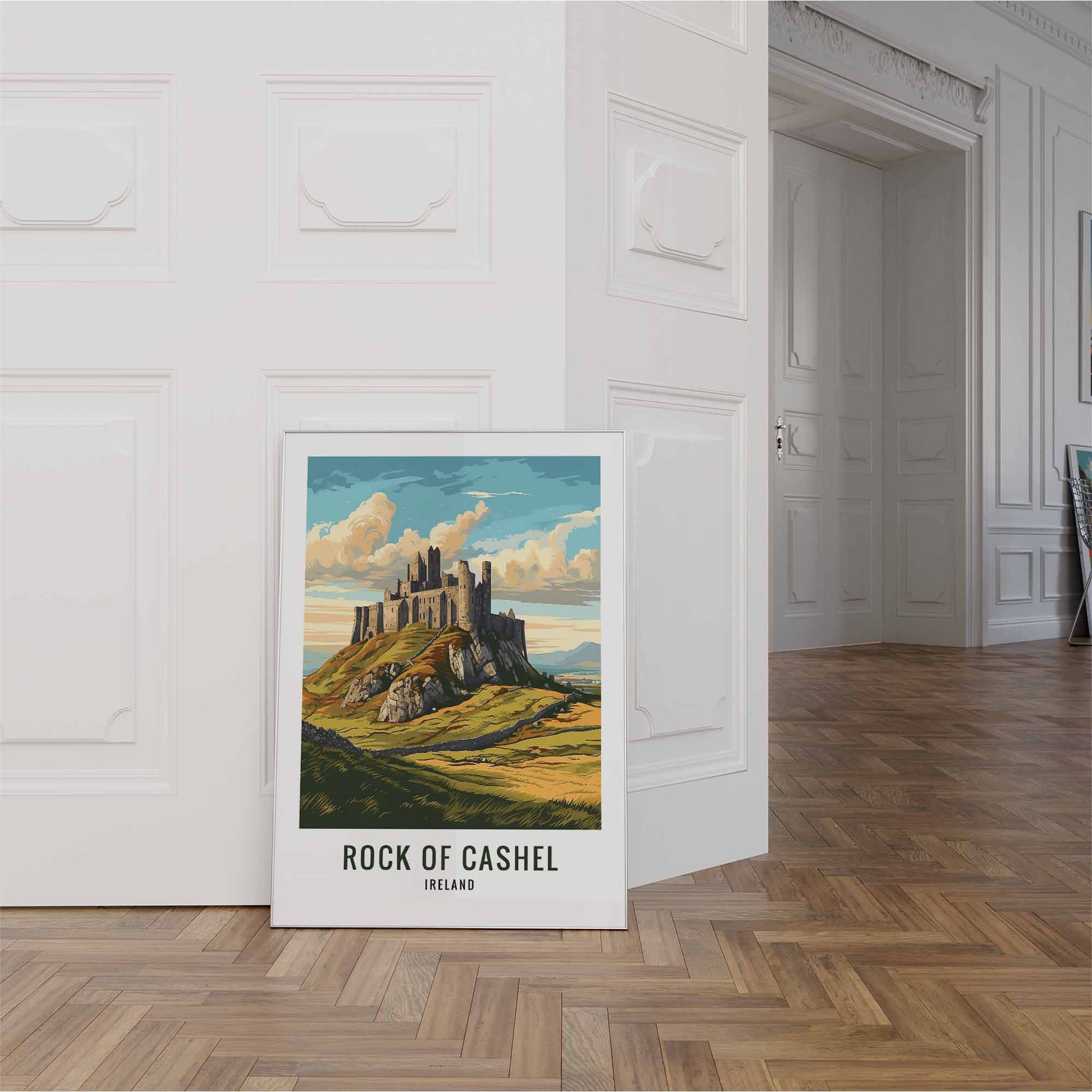 Rock of Cashel print white frame