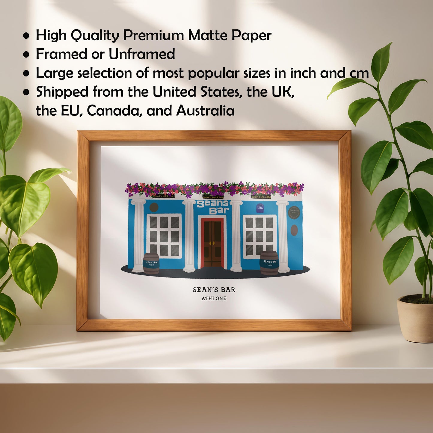 Features of Sean's Bar Pub Print