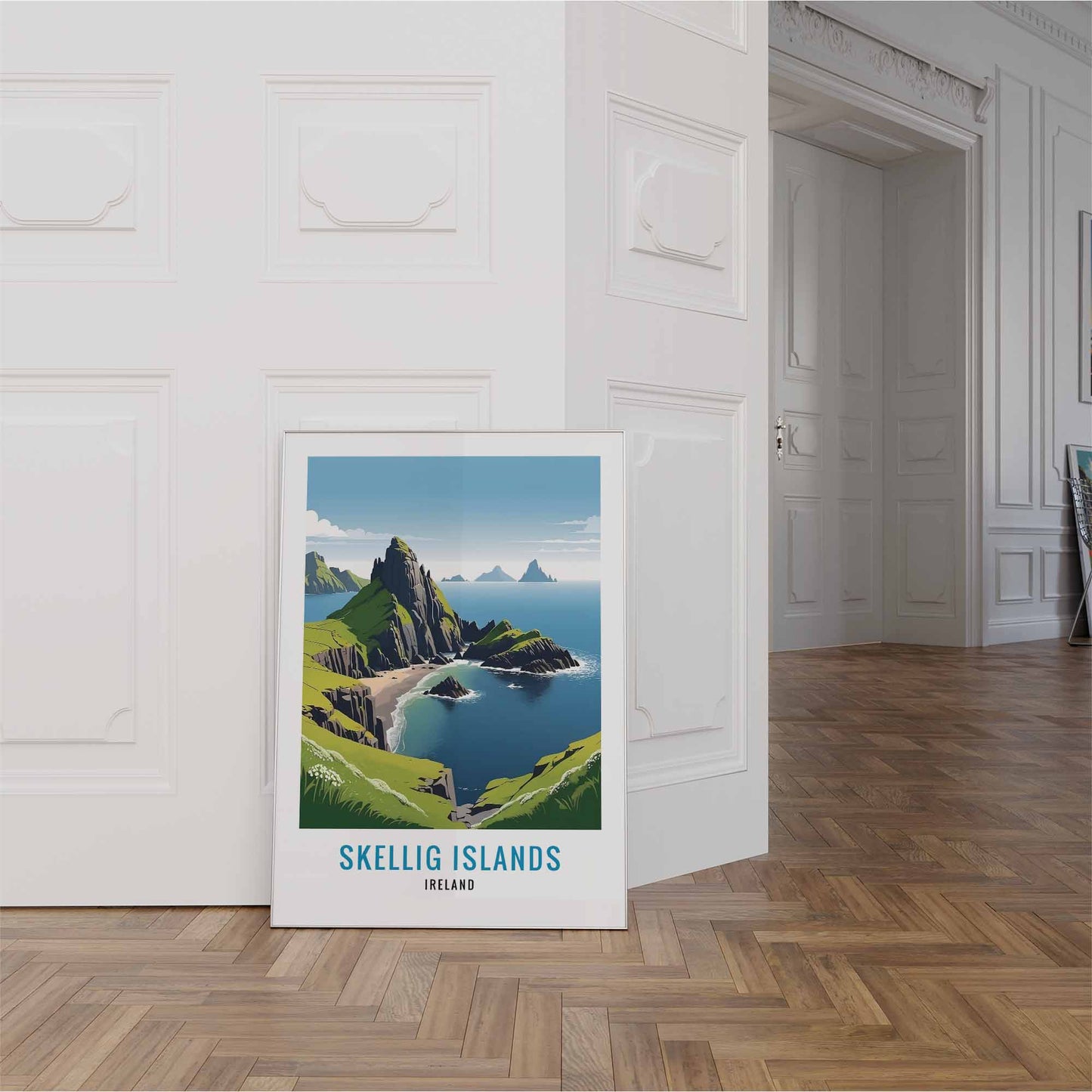Skellig Islands print white frame