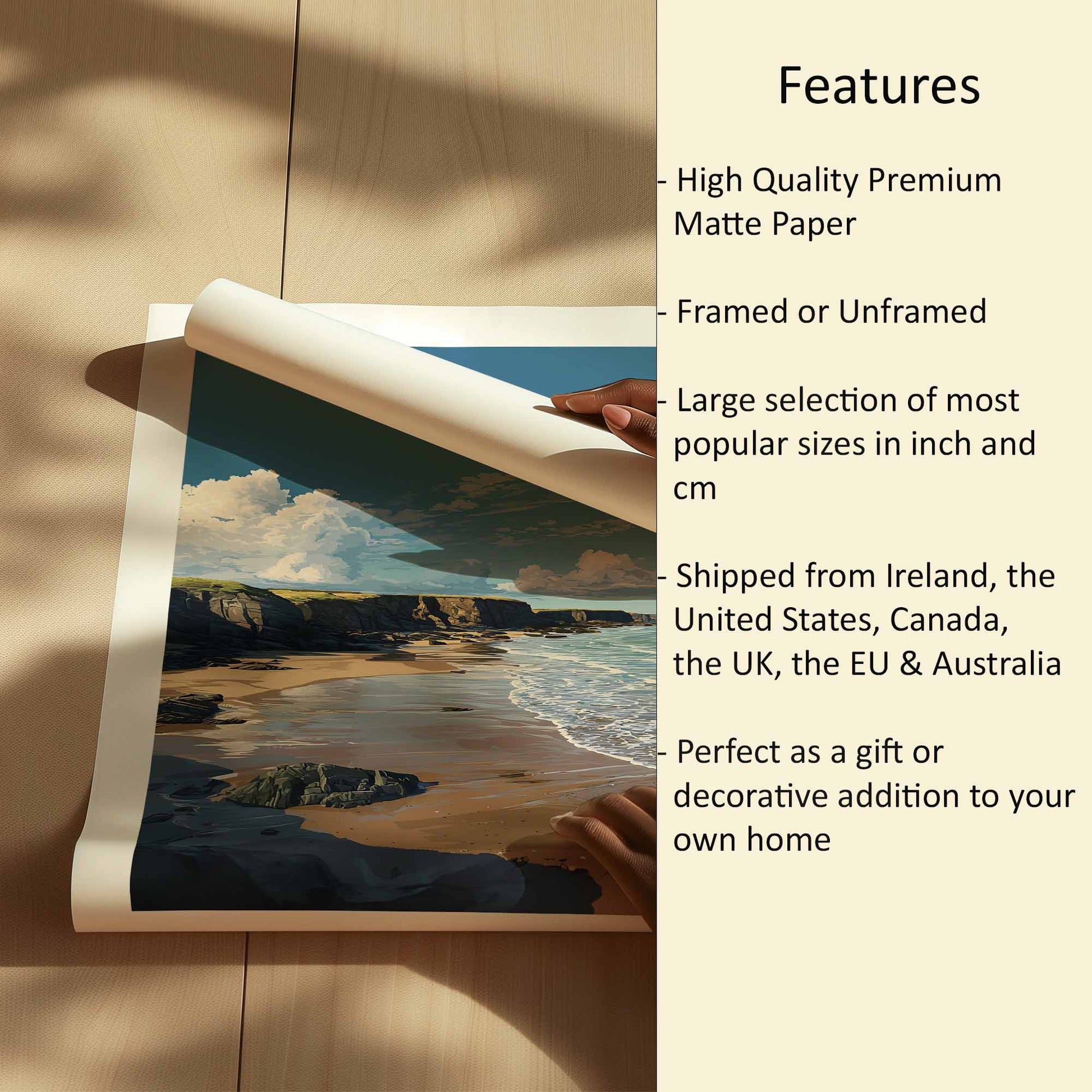 Spanish Point Beach Print Features