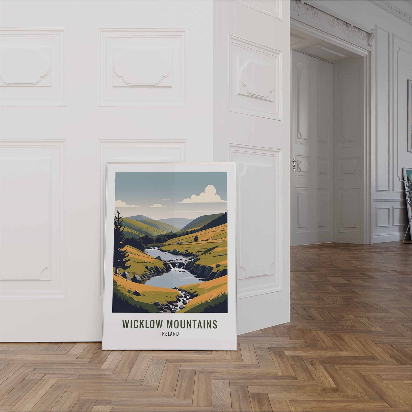 Wicklow Mountains print white frame